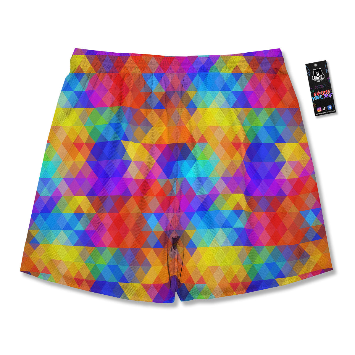 Rainbow Geometric Print Pattern Men's Running Shorts-grizzshop