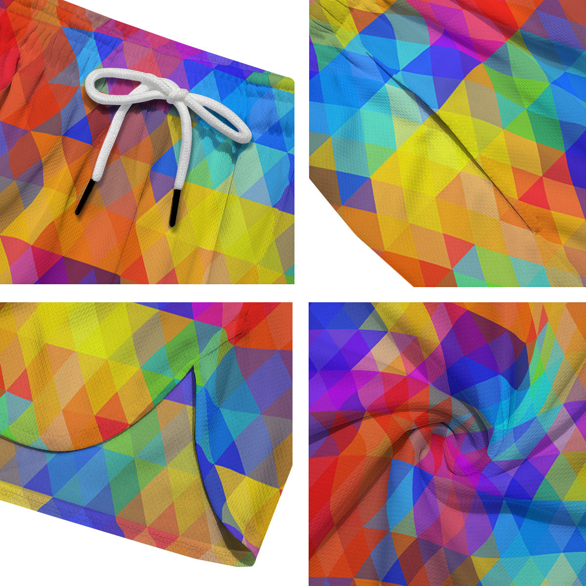 Rainbow Geometric Print Pattern Men's Running Shorts-grizzshop