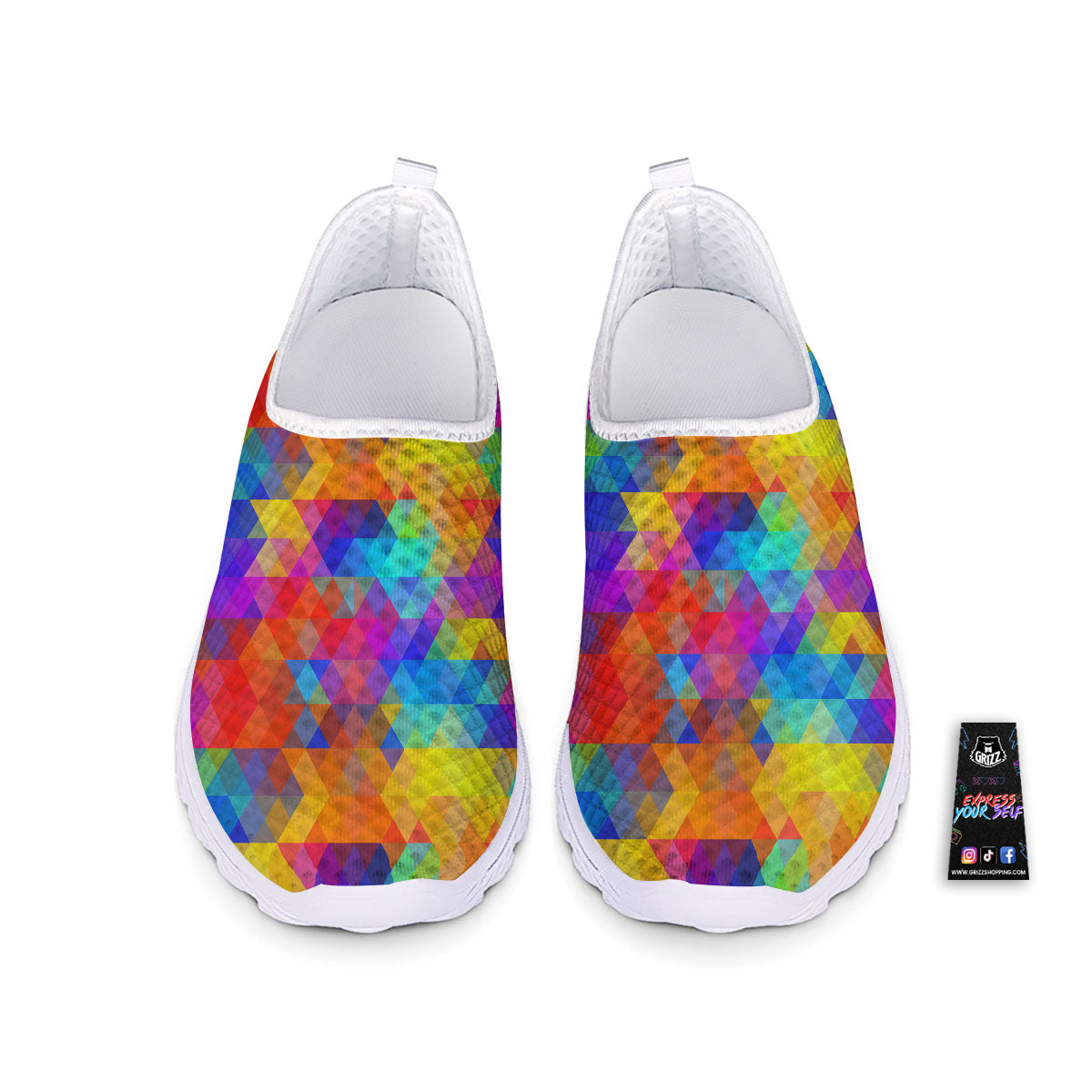 Rainbow Geometric Print Pattern Nurse Shoes-grizzshop