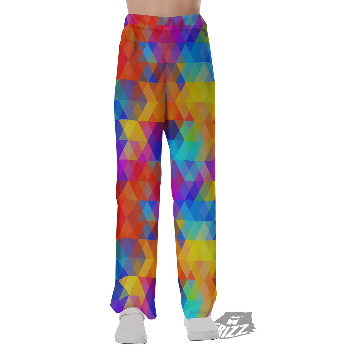 Rainbow Geometric Print Pattern Pajama Pants-grizzshop