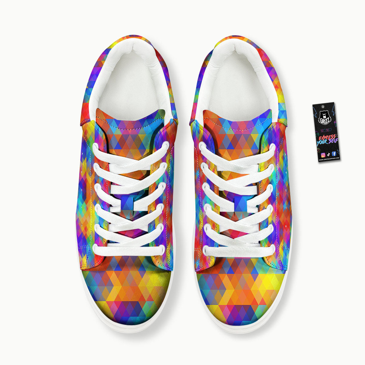 Rainbow Geometric Print Pattern Platform Shoes-grizzshop