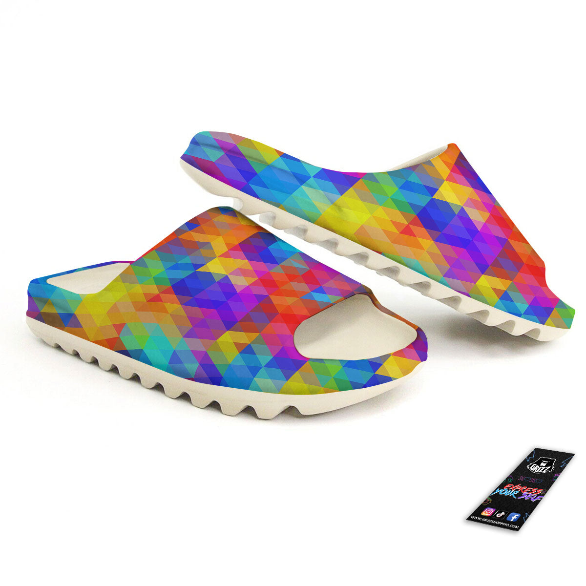Rainbow Geometric Print Pattern Sandals-grizzshop
