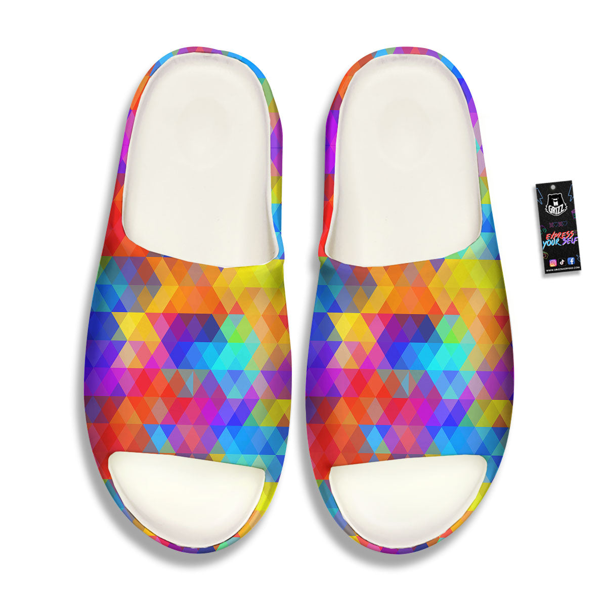 Rainbow Geometric Print Pattern Sandals-grizzshop