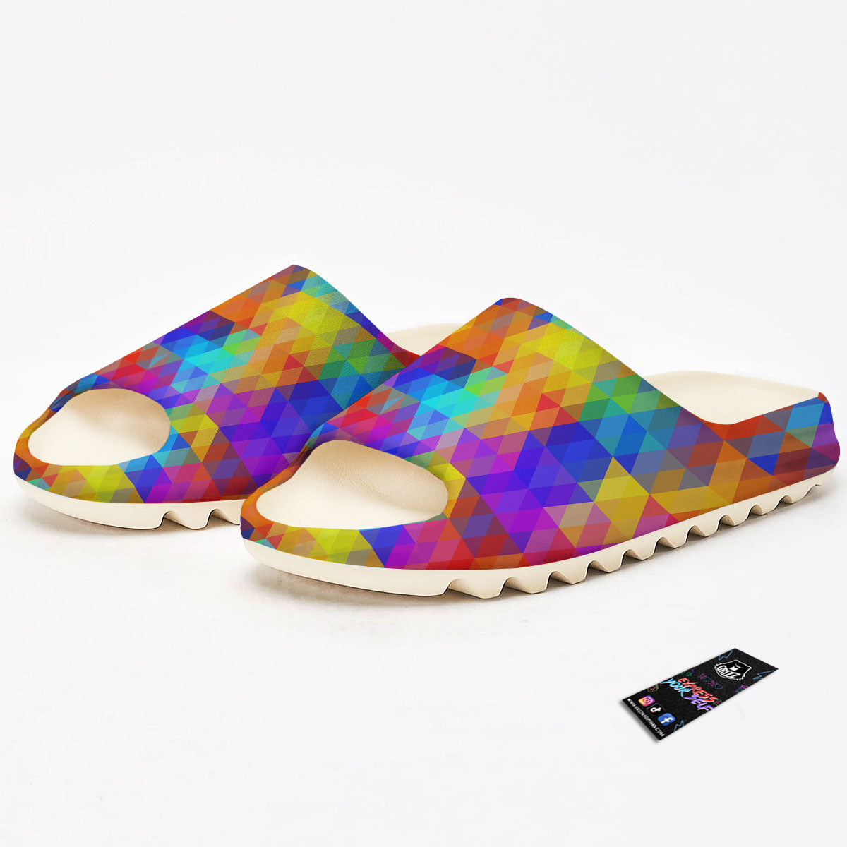 Rainbow Geometric Print Pattern Sandals-grizzshop