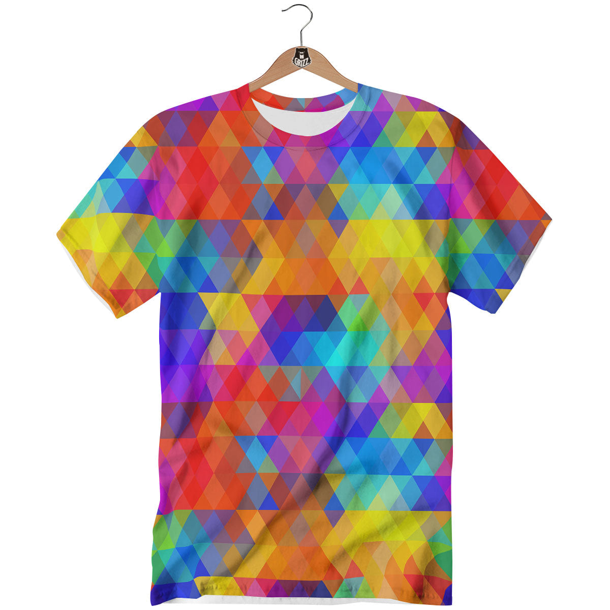 Rainbow Geometric Print Pattern T-Shirt-grizzshop