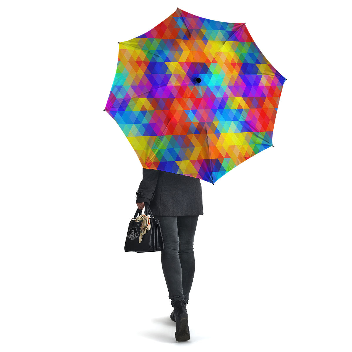 Rainbow Geometric Print Pattern Umbrella-grizzshop