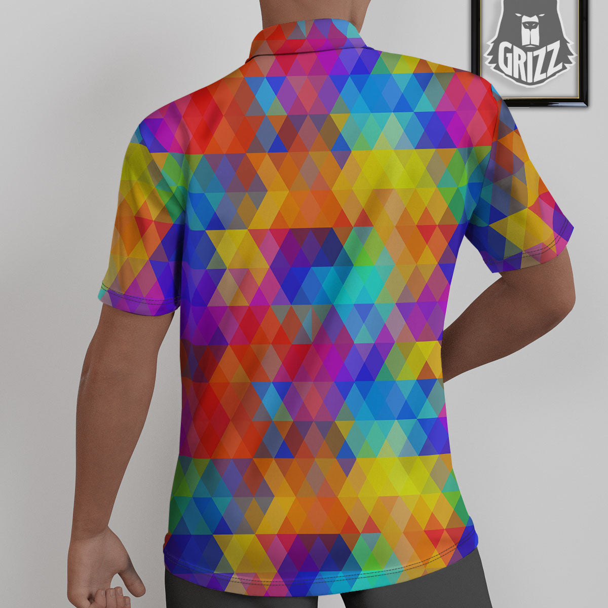 Rainbow Geometric Print Pattern Untucked Shirts-grizzshop