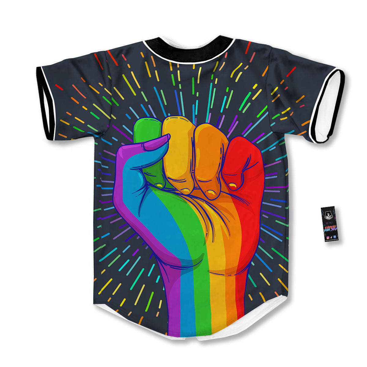 Rainbow Hand LGBT Pride Print Baseball Jersey-grizzshop