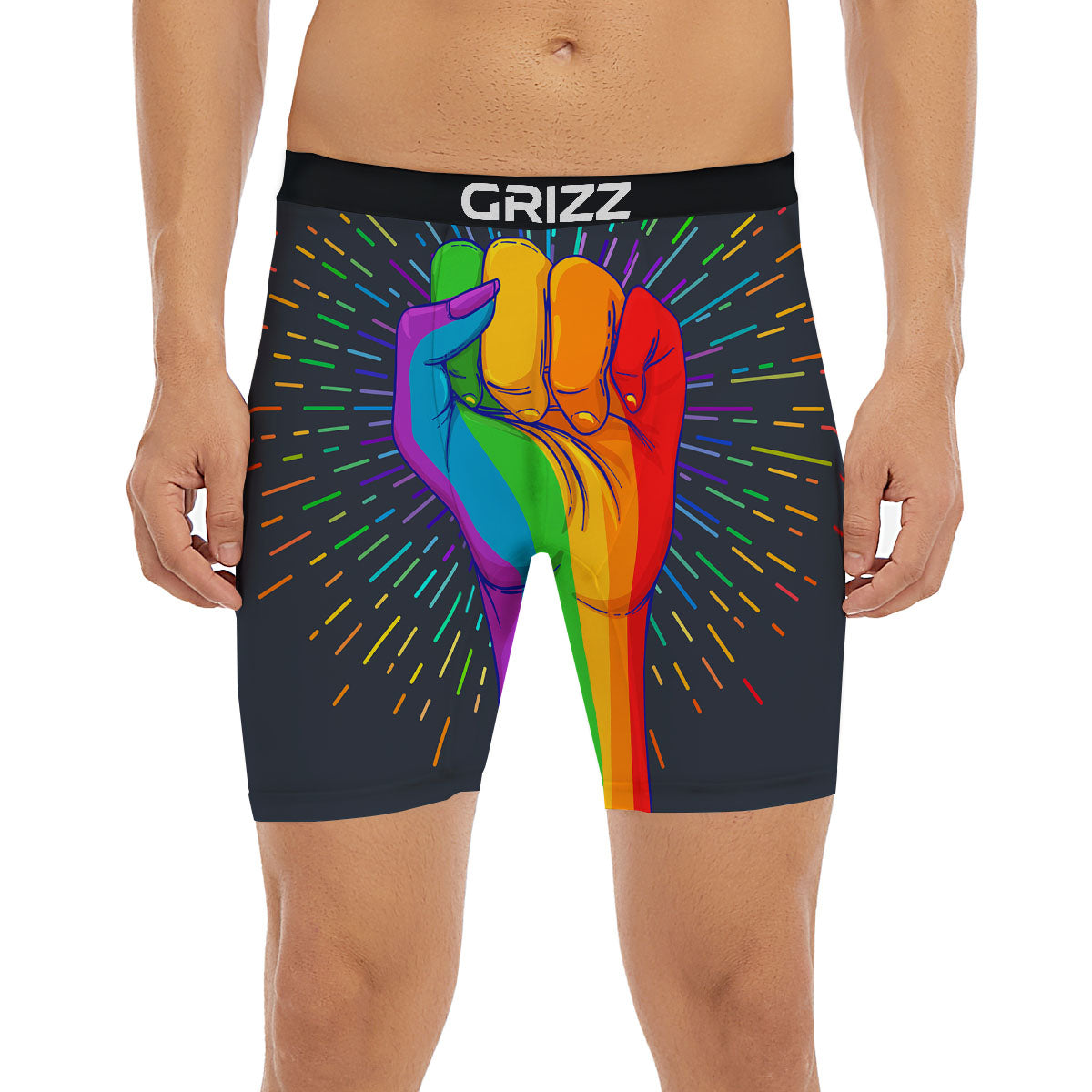 Rainbow Hand LGBT Pride Print Boxer Briefs-grizzshop