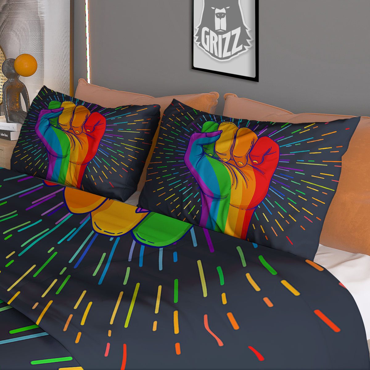 Rainbow Hand LGBT Pride Print Duvet Cover Bedding Set