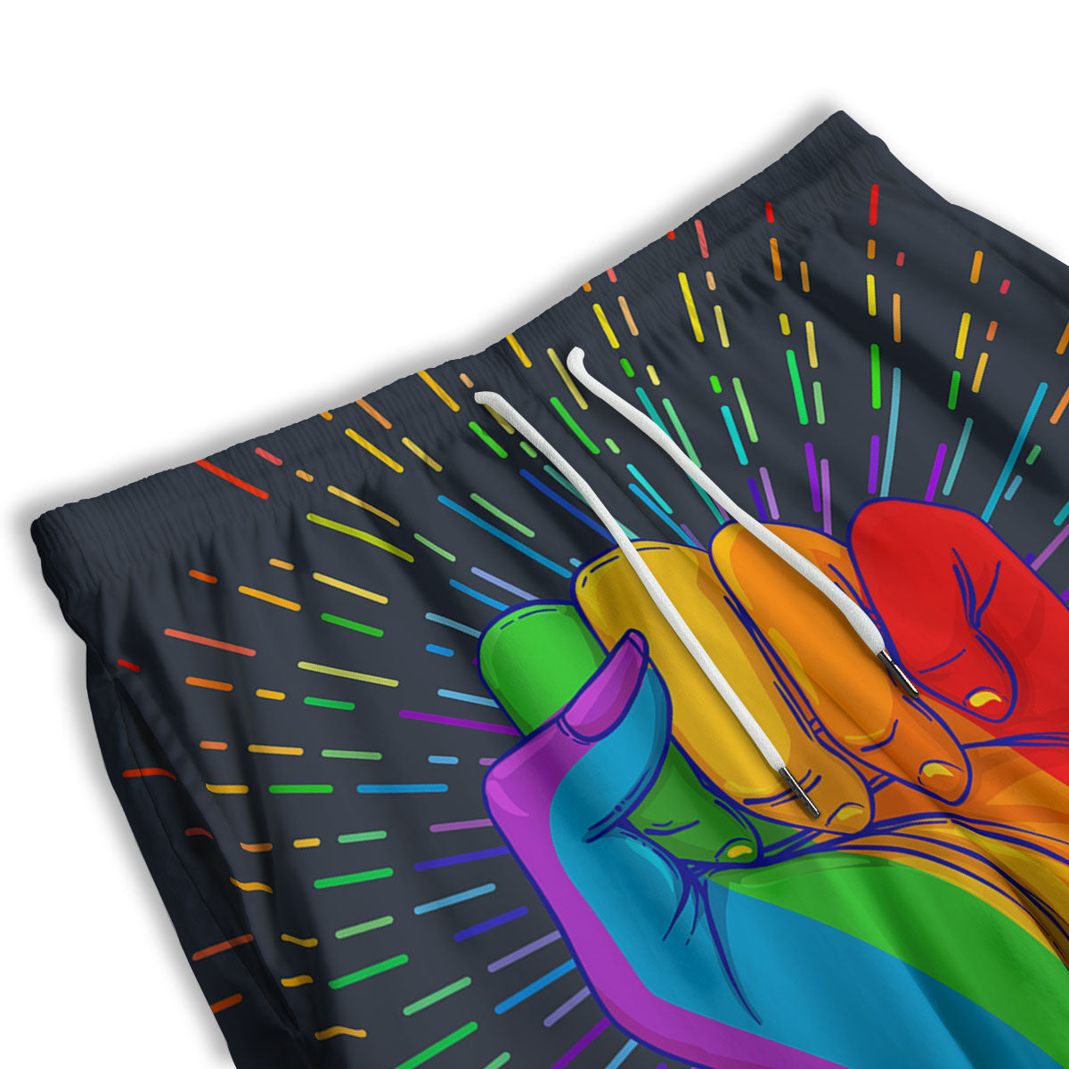 Rainbow Hand LGBT Pride Print Men's Athletic Shorts