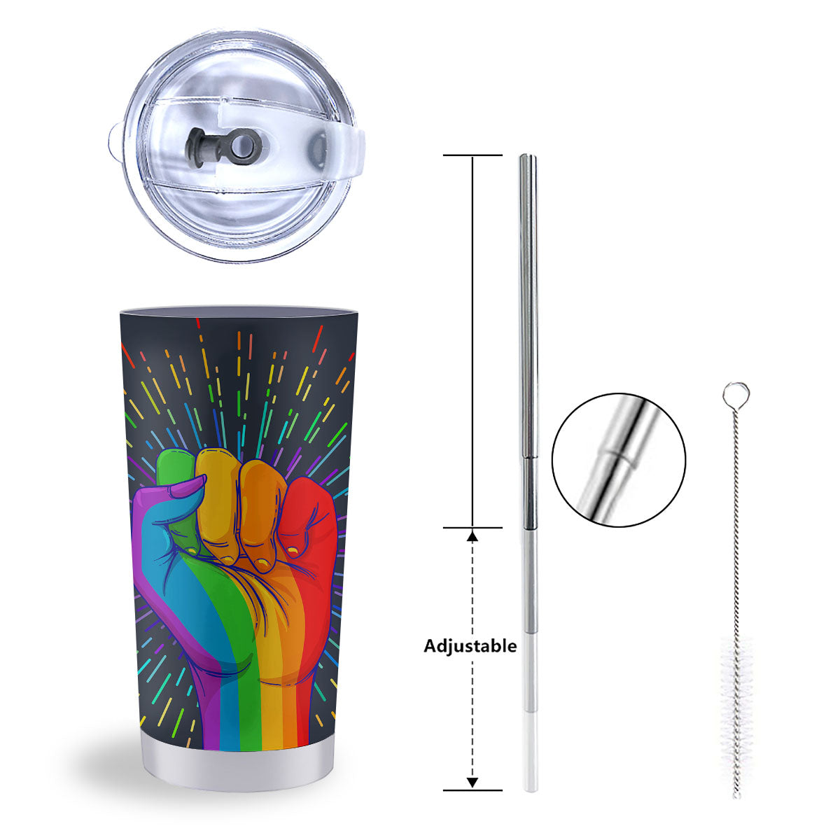 Rainbow Hand LGBT Pride Print Tumbler-grizzshop