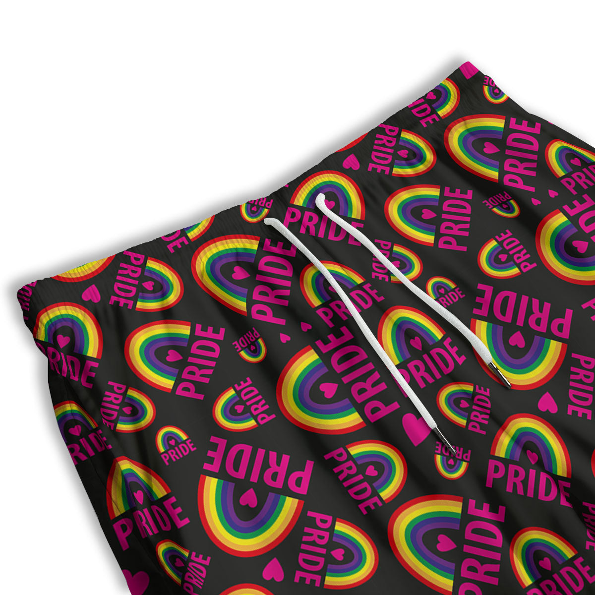 Rainbow Heart LGBT Pride Print Pattern Men's Athletic Shorts-grizzshop