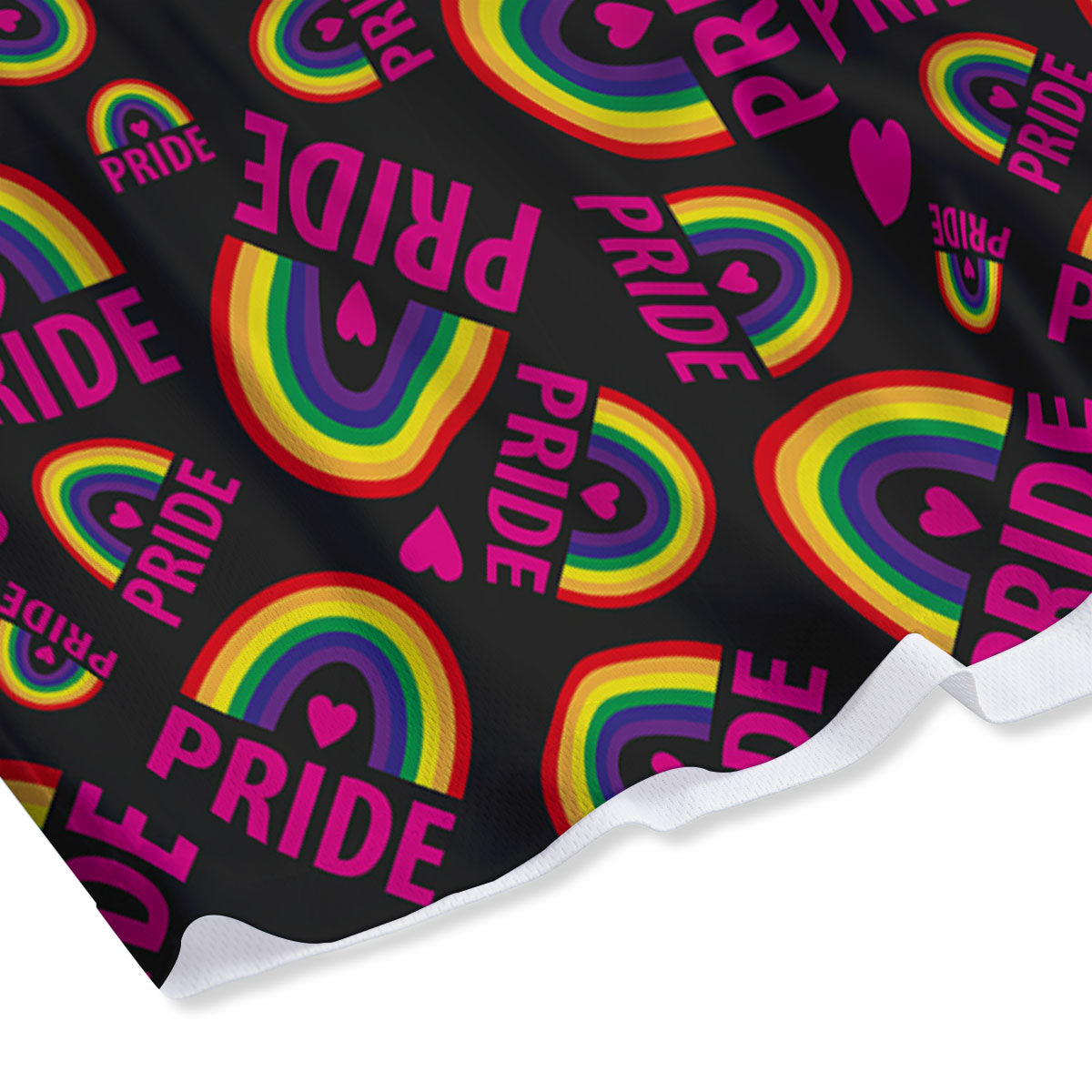 Rainbow Heart LGBT Pride Print Pattern Mesh Shorts-grizzshop