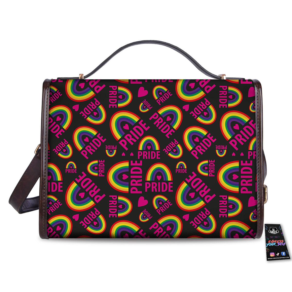 Rainbow Heart LGBT Pride Print Pattern Women's Satchel Bag-grizzshop