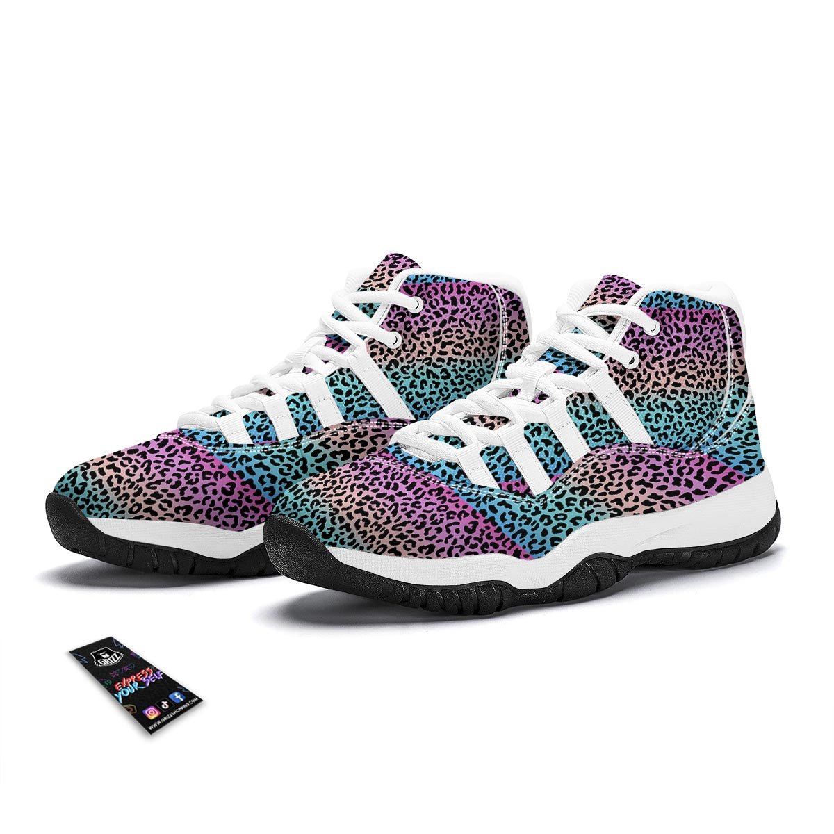 Rainbow Leopard White Bball Shoes-grizzshop