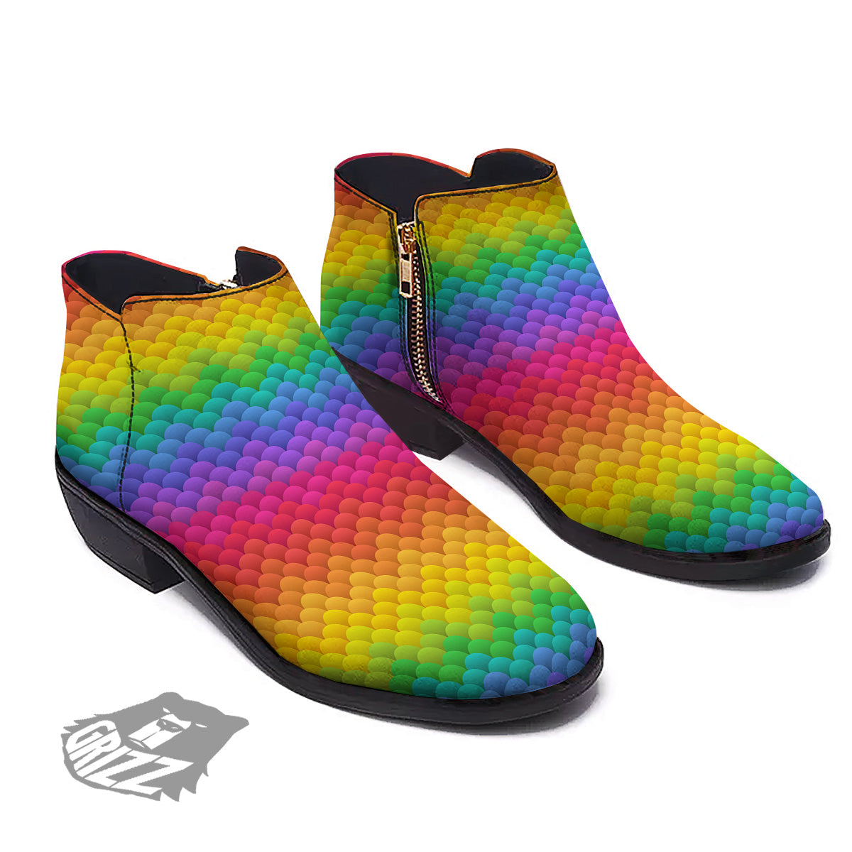 Rainbow Light Blobs Print Pattern Ankle Boots-grizzshop