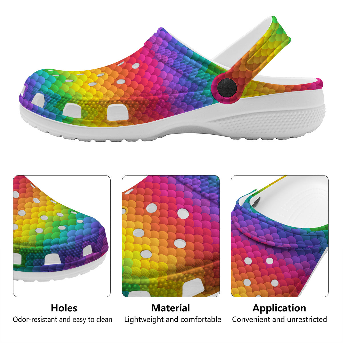 Rainbow Light Blobs Print Pattern Clog-grizzshop