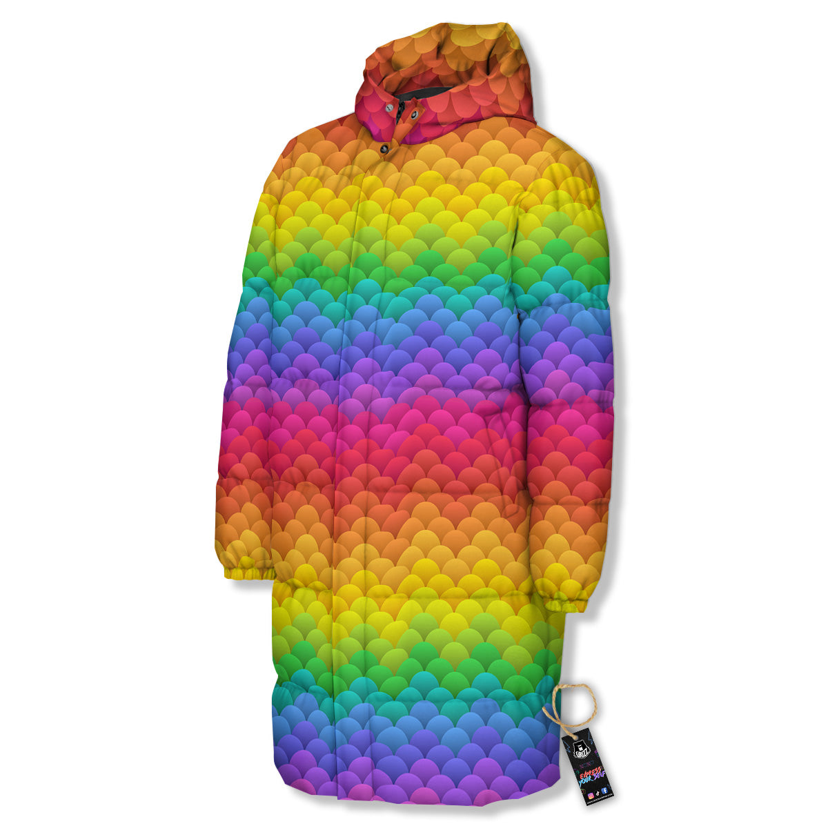 Rainbow Light Blobs Print Pattern Long Down Jacket-grizzshop