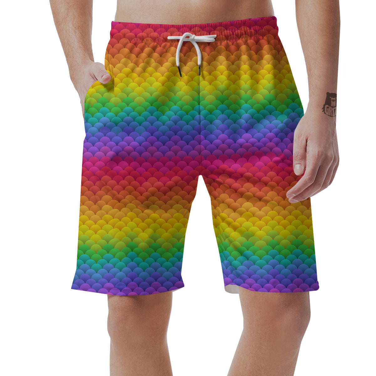 Rainbow Light Blobs Print Pattern Men's Shorts-grizzshop