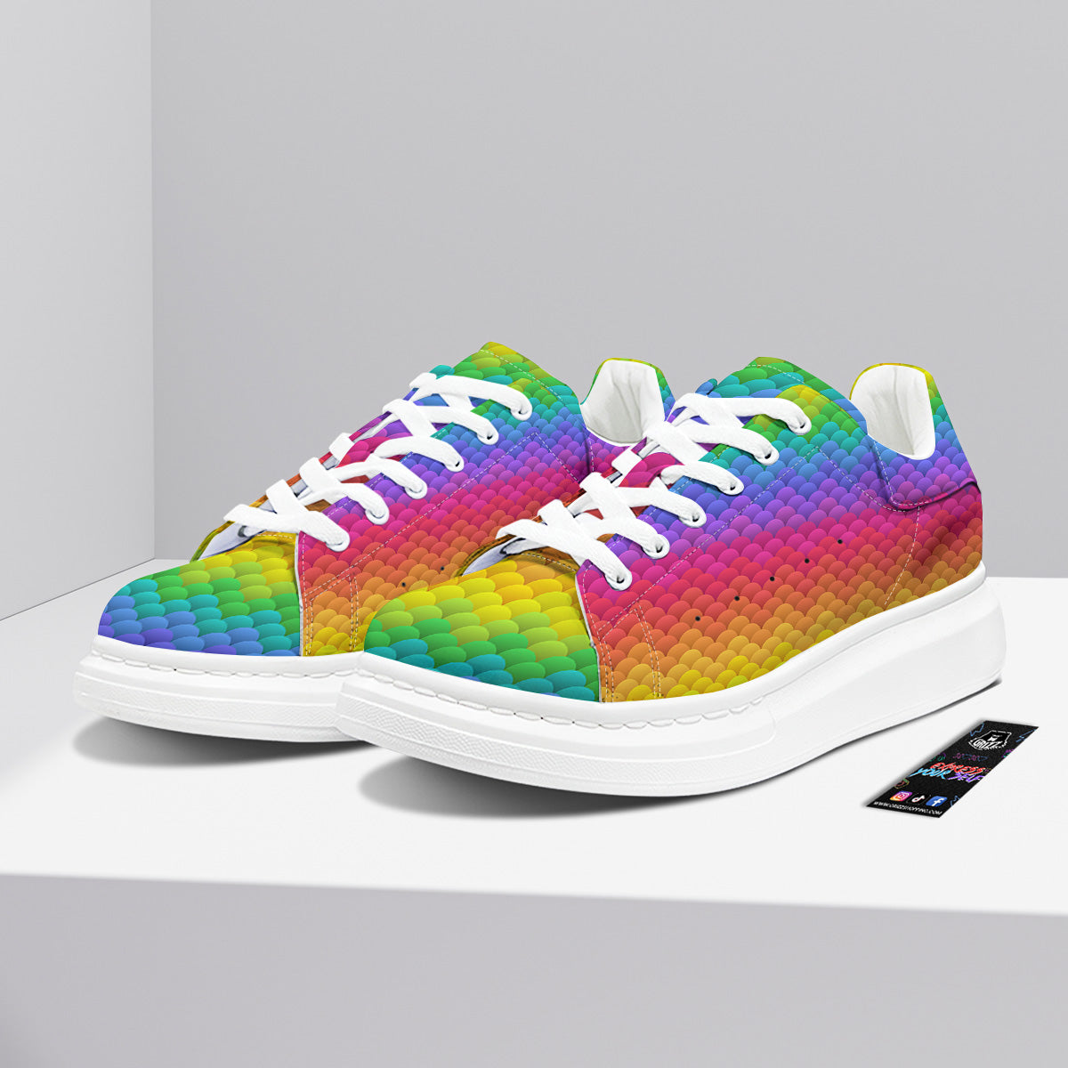 Rainbow Light Blobs Print Pattern Platform Shoes-grizzshop