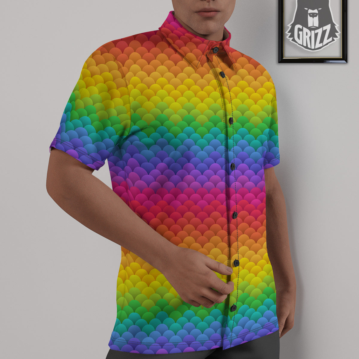 Rainbow Light Blobs Print Pattern Untucked Shirts-grizzshop