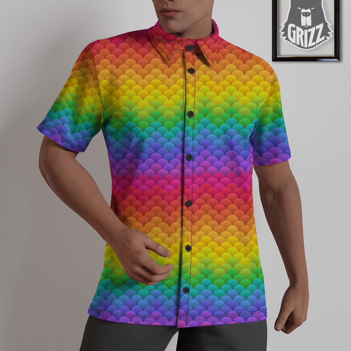 Rainbow Light Blobs Print Pattern Untucked Shirts-grizzshop