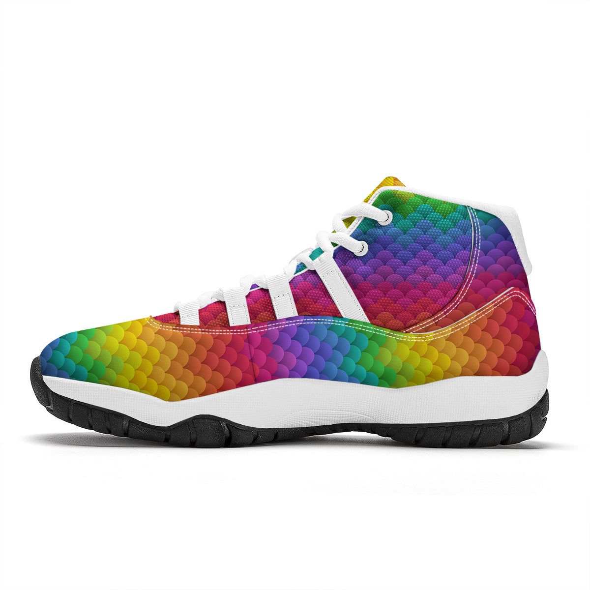Rainbow Light Blobs Print Pattern White Bball Shoes-grizzshop