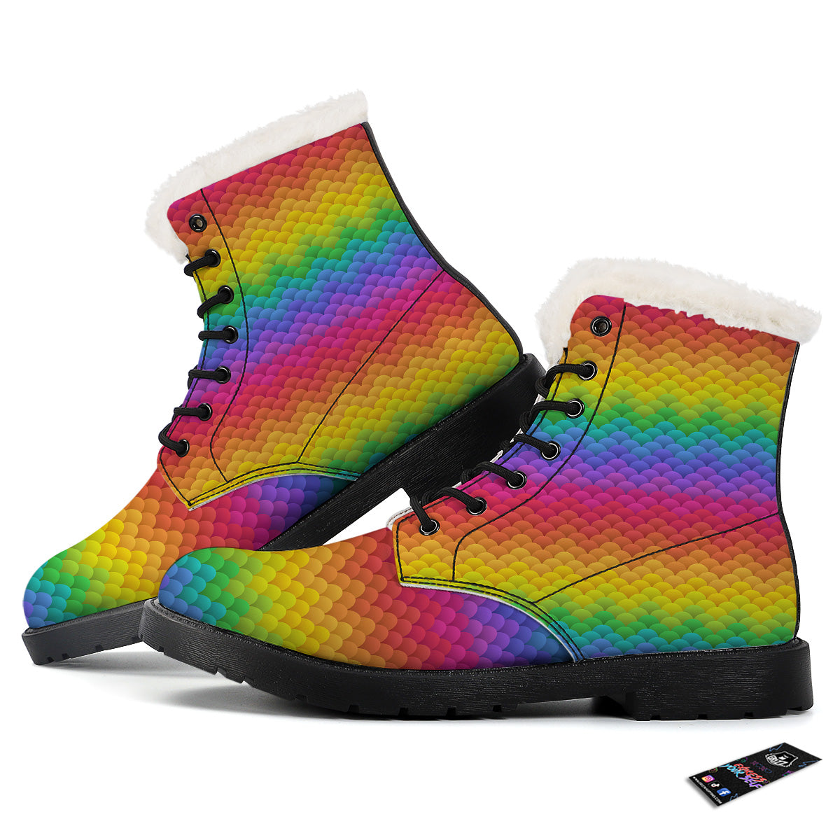 Rainbow Light Blobs Print Pattern Winter Boots-grizzshop
