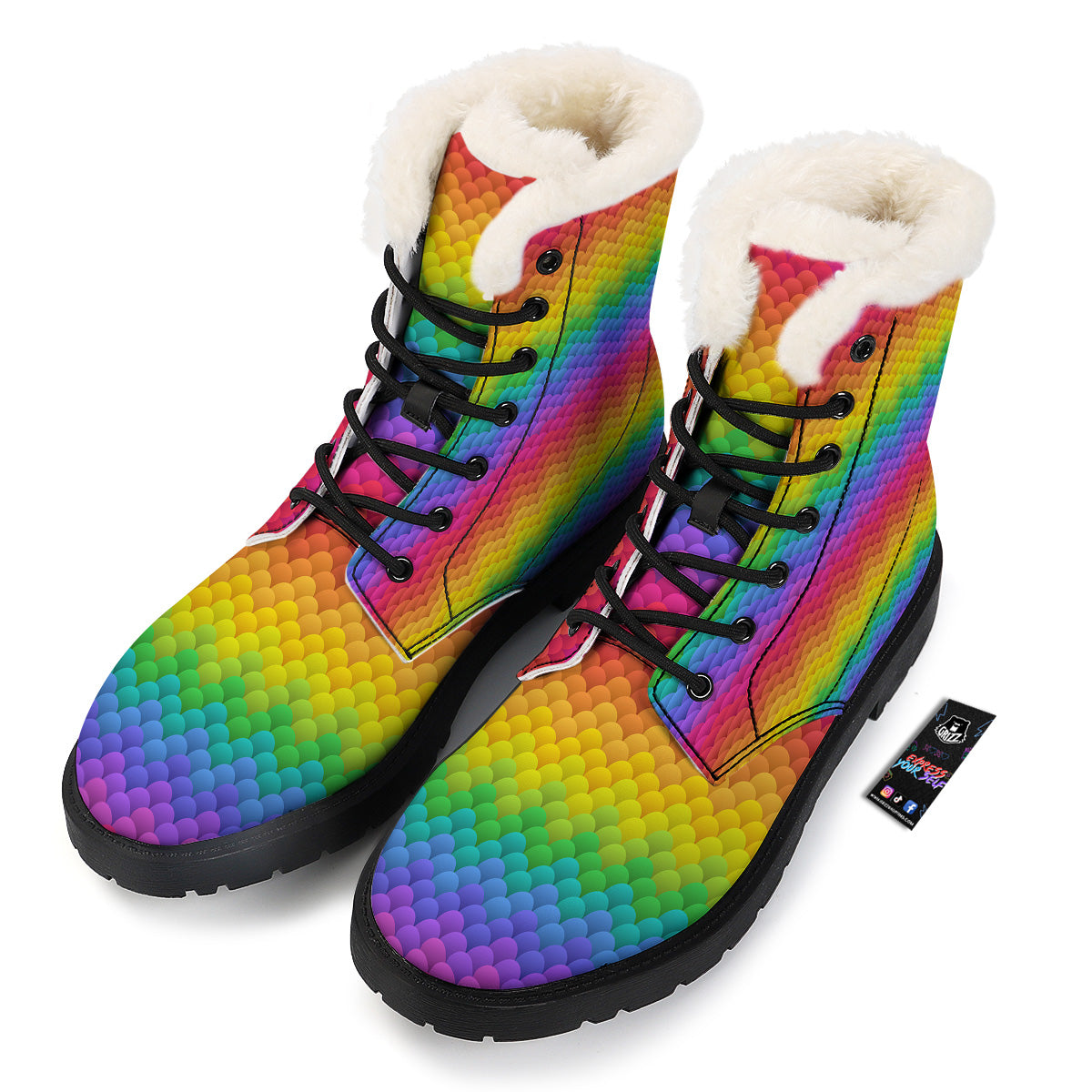 Rainbow Light Blobs Print Pattern Winter Boots-grizzshop