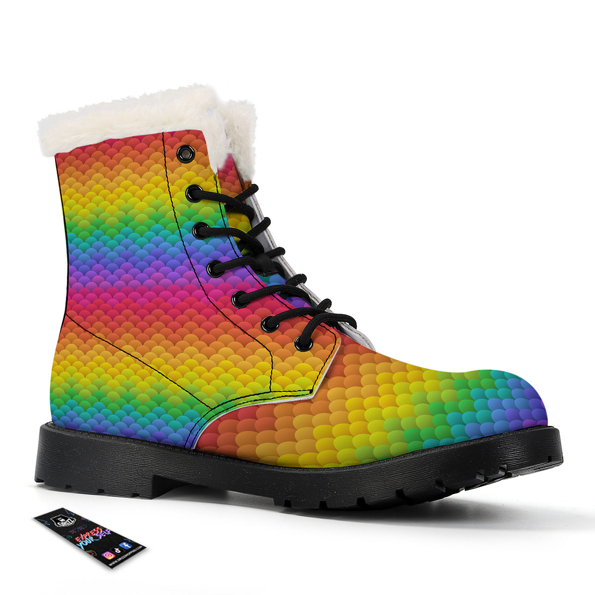 Rainbow Light Blobs Print Pattern Winter Boots-grizzshop