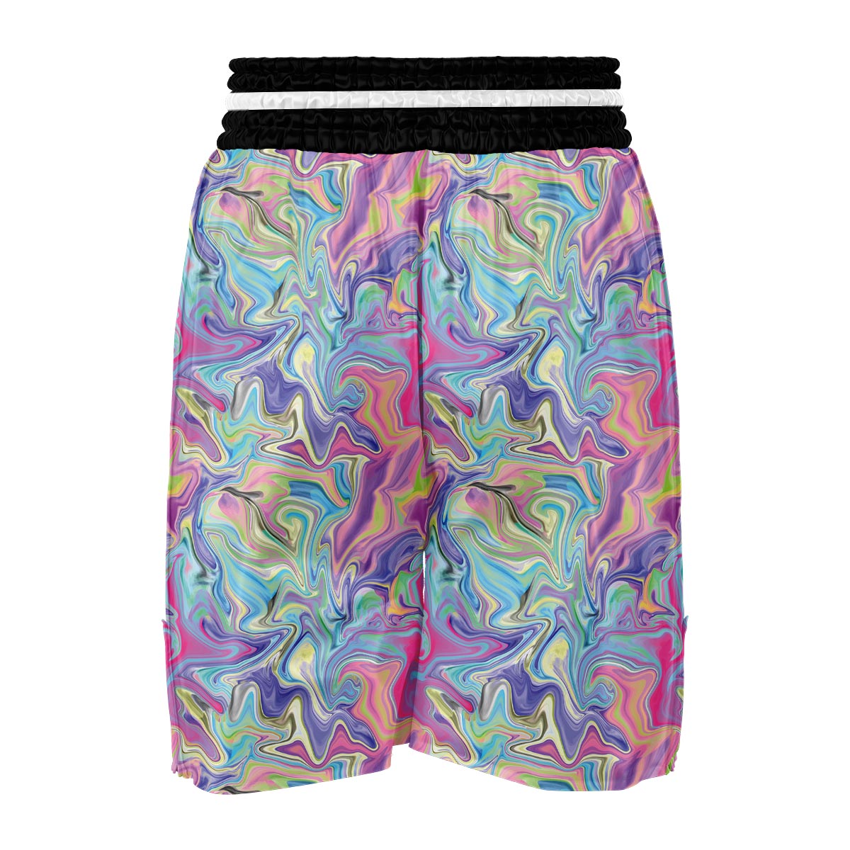 Rainbow Marble Pattern Print Boxing Shorts-grizzshop