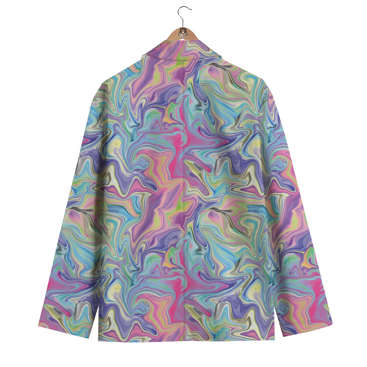Rainbow Marble Pattern Print Men's Blazer-grizzshop