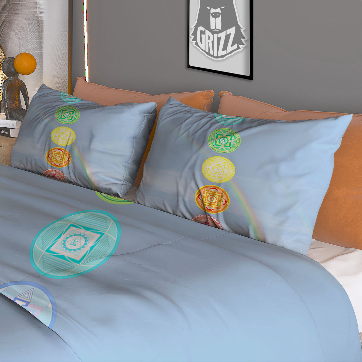 Pumpkin Wave Print Pattern Duvet Cover Bedding Set