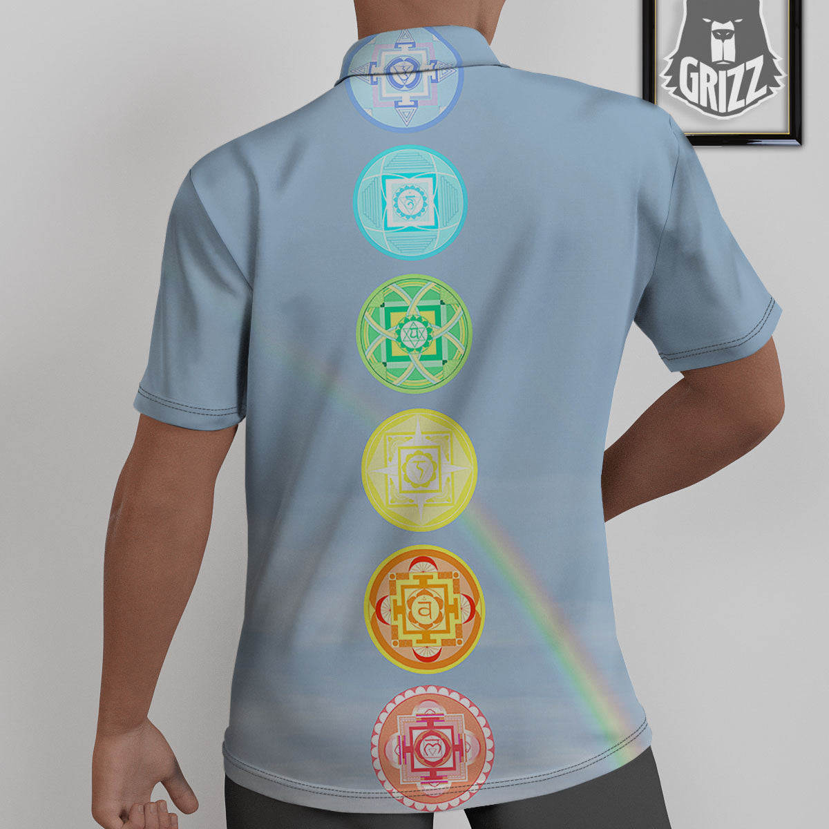 Rainbow Of Life Seven Chakras Print Untucked Shirts-grizzshop