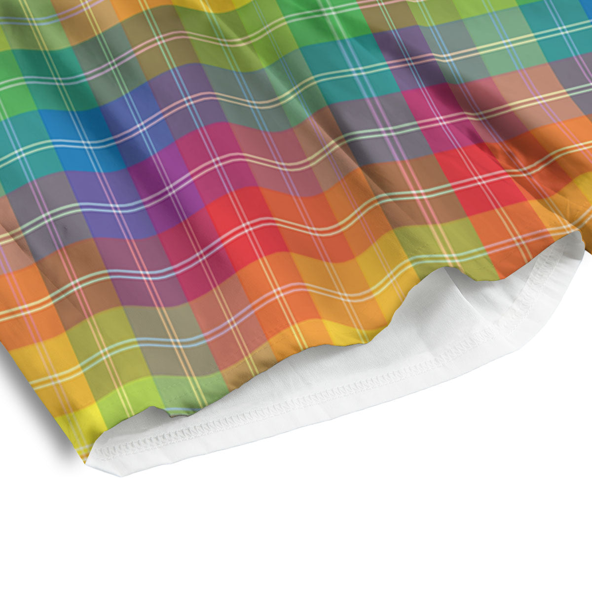 Rainbow Plaid LGBT Pride Print Pattern Men's Athletic Shorts