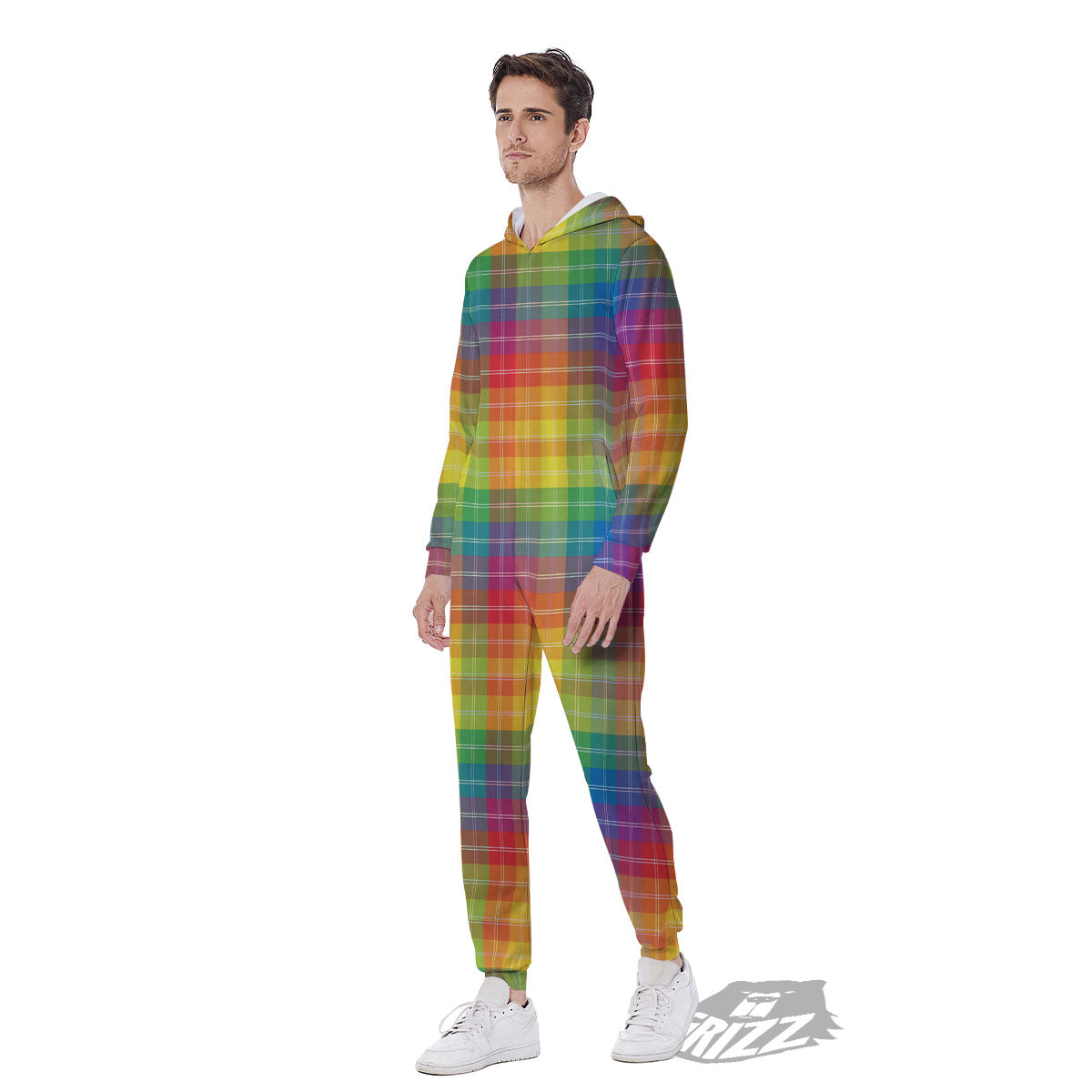 Rainbow Plaid LGBT Pride Print Pattern Men's Jumpsuit-grizzshop