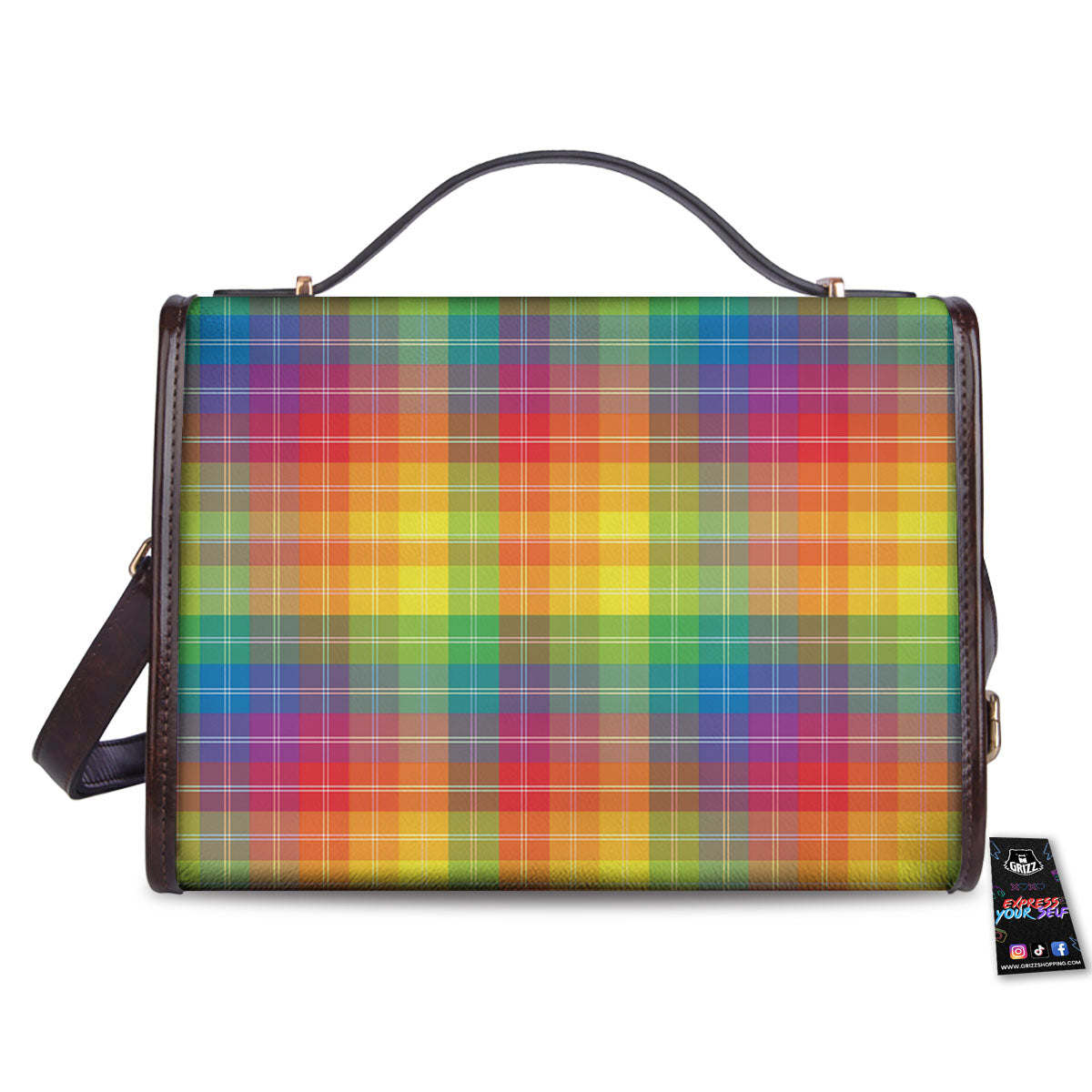 Rainbow Plaid LGBT Pride Print Pattern Women's Satchel Bag-grizzshop