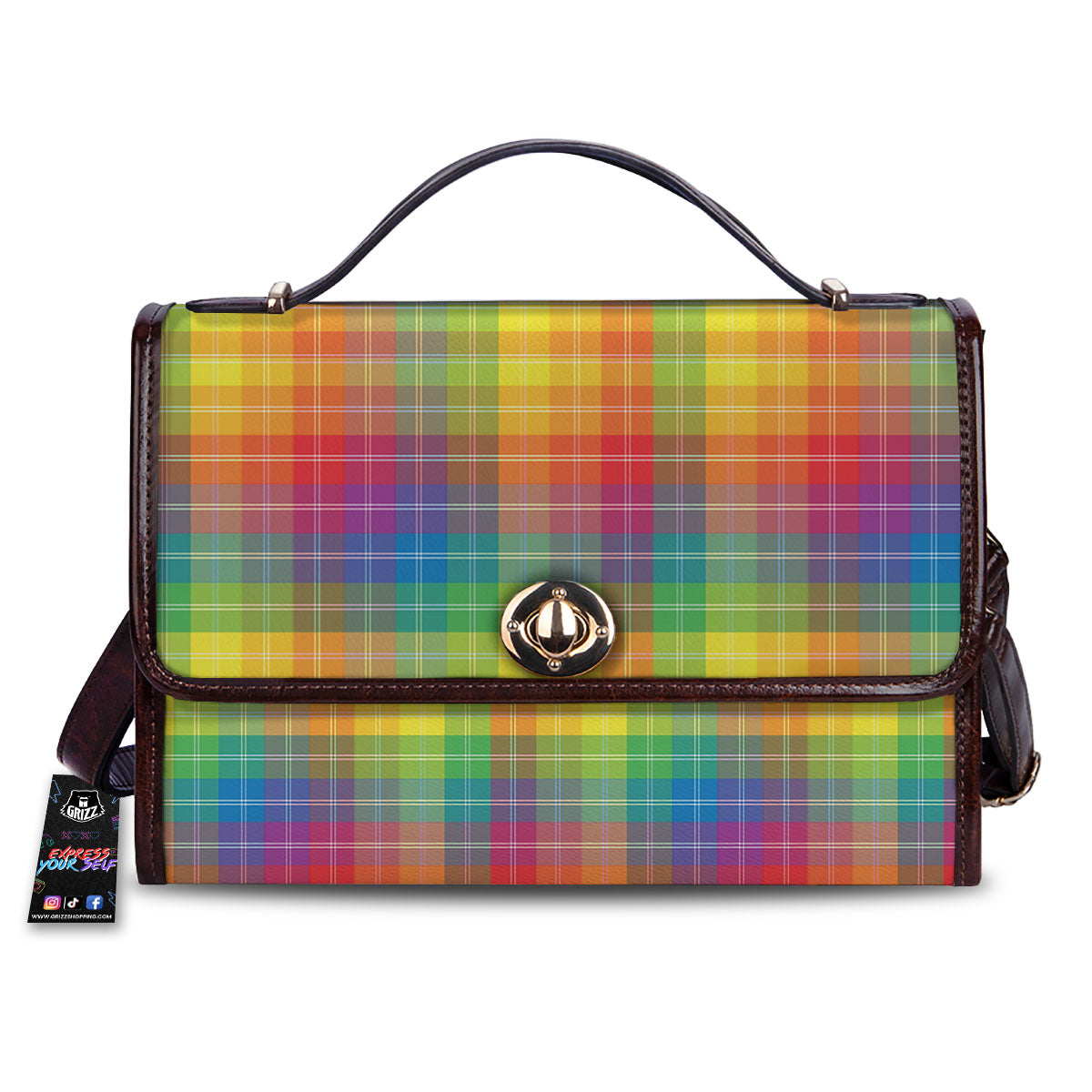 Rainbow Plaid LGBT Pride Print Pattern Women's Satchel Bag-grizzshop