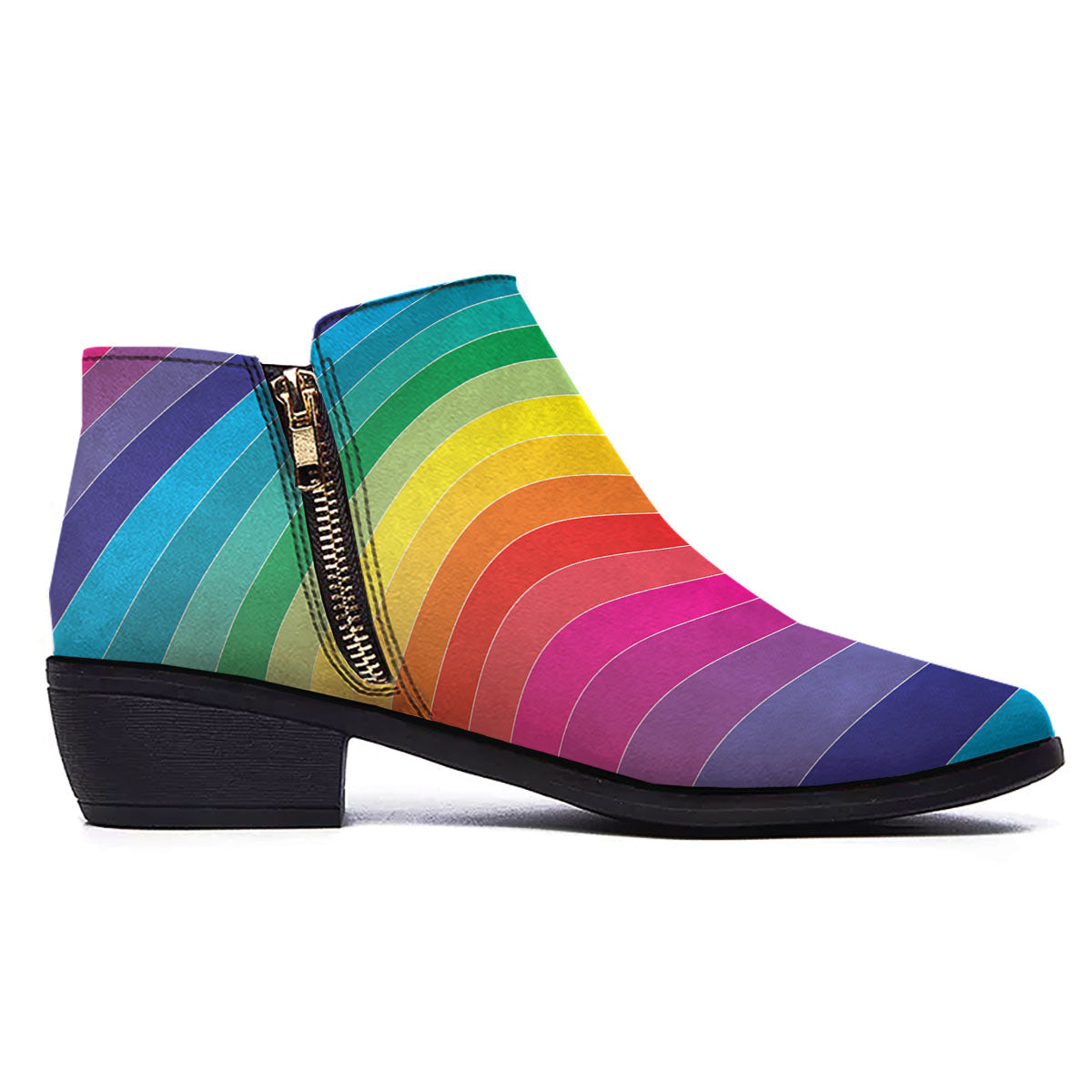 Rainbow Print Ankle Boots-grizzshop