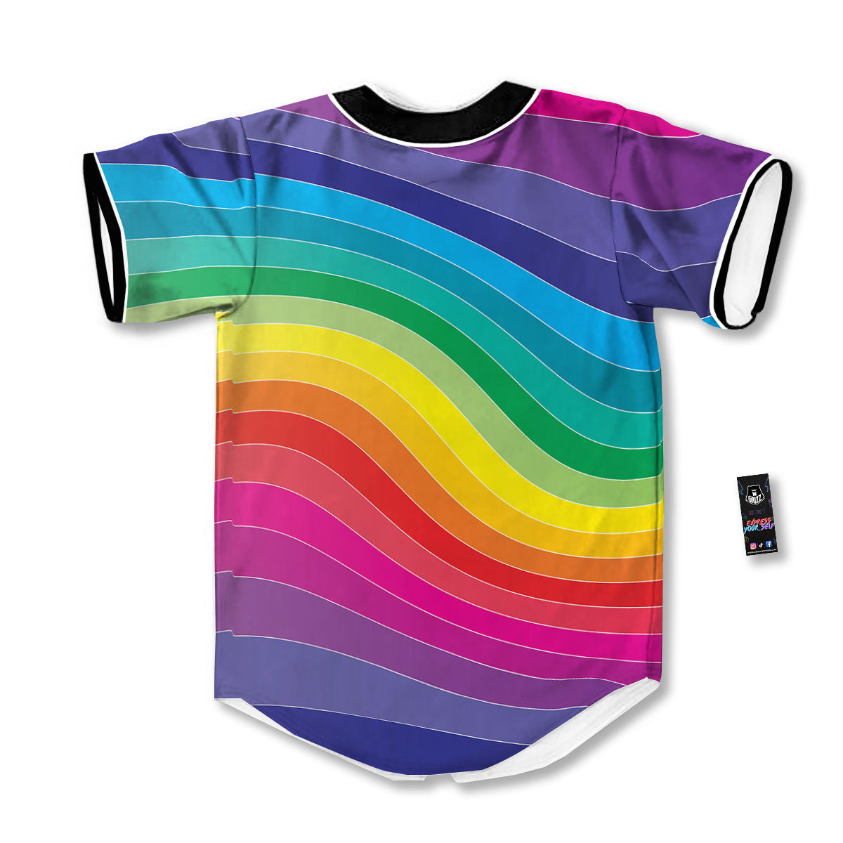Rainbow Print Baseball Jersey-grizzshop