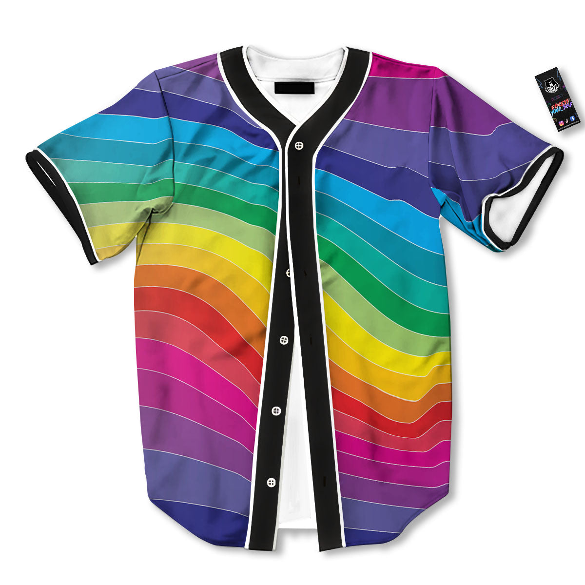 Rainbow Print Baseball Jersey-grizzshop