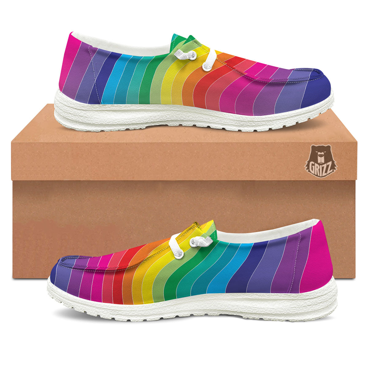 Rainbow Print Black Loafers-grizzshop