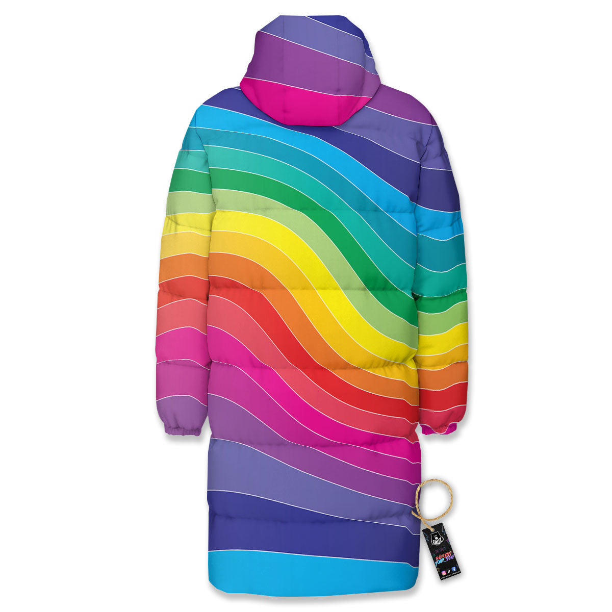 Rainbow Print Long Down Jacket-grizzshop