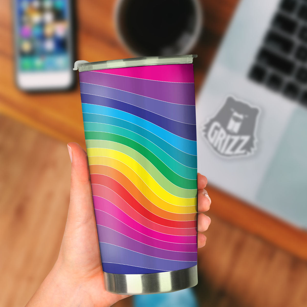 Rainbow Print Tumbler-grizzshop