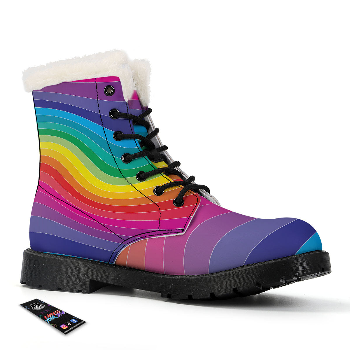 Rainbow Print Winter Boots-grizzshop