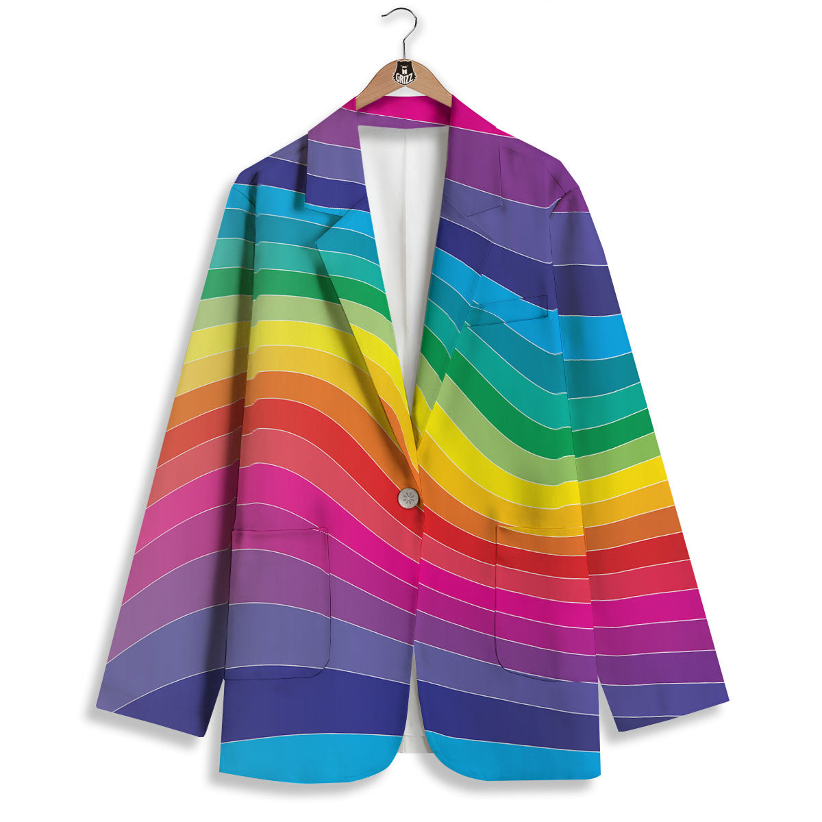 Rainbow Print Women's Blazer-grizzshop