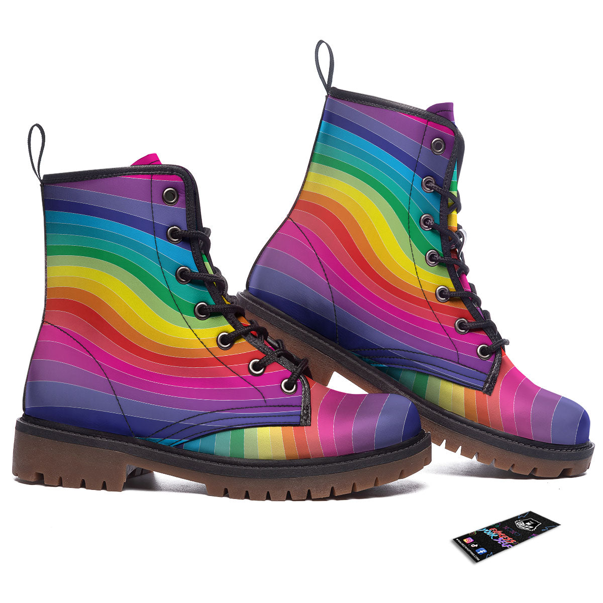 Rainbow Print Work Boots-grizzshop