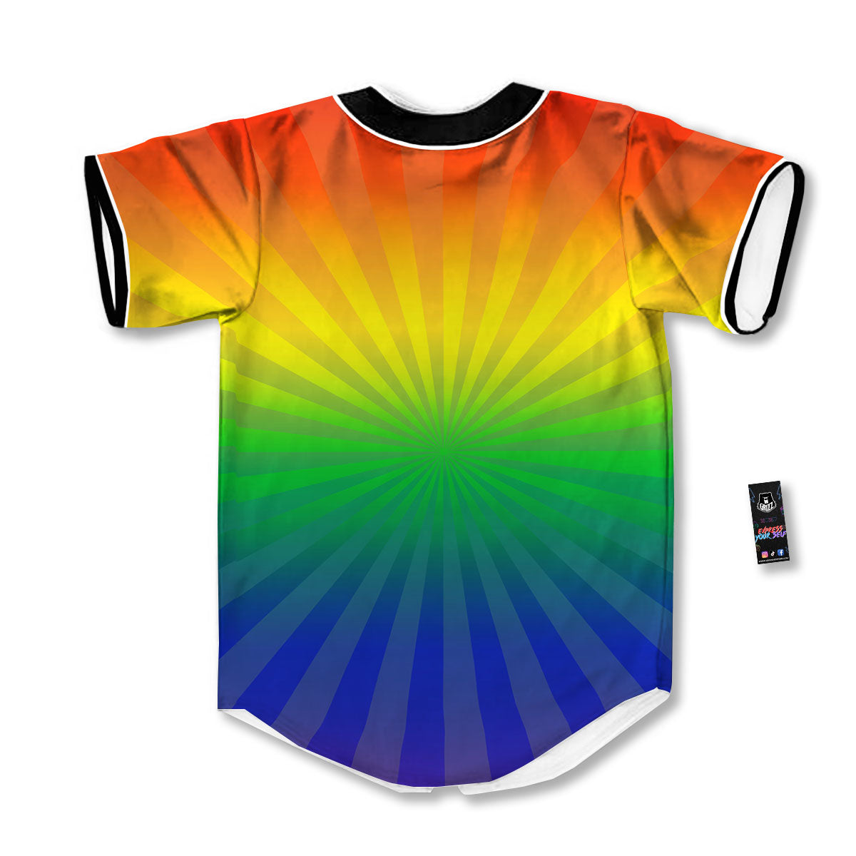 Rainbow Rays LGBT Pride Print Baseball Jersey-grizzshop