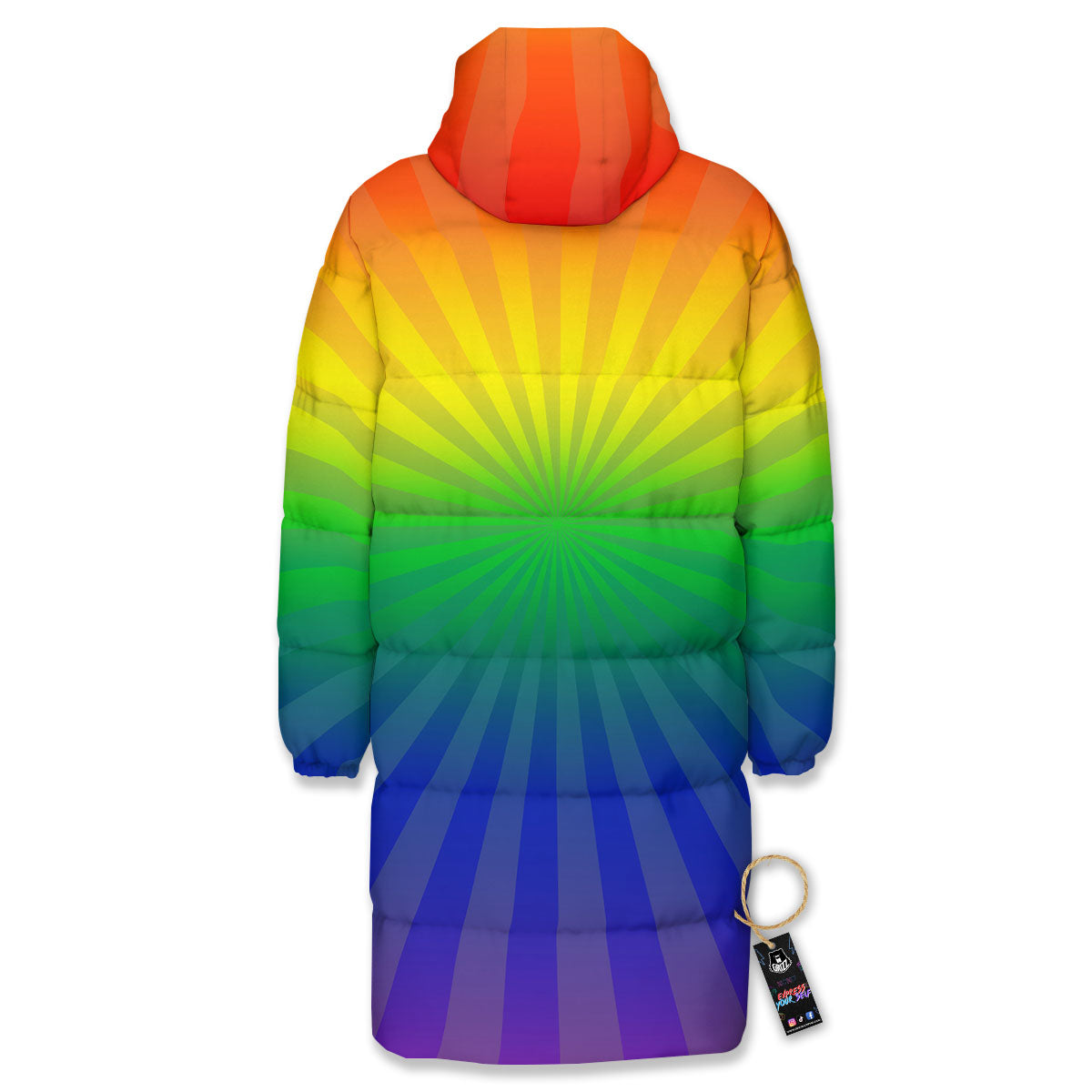 Rainbow Rays LGBT Pride Print Long Down Jacket-grizzshop